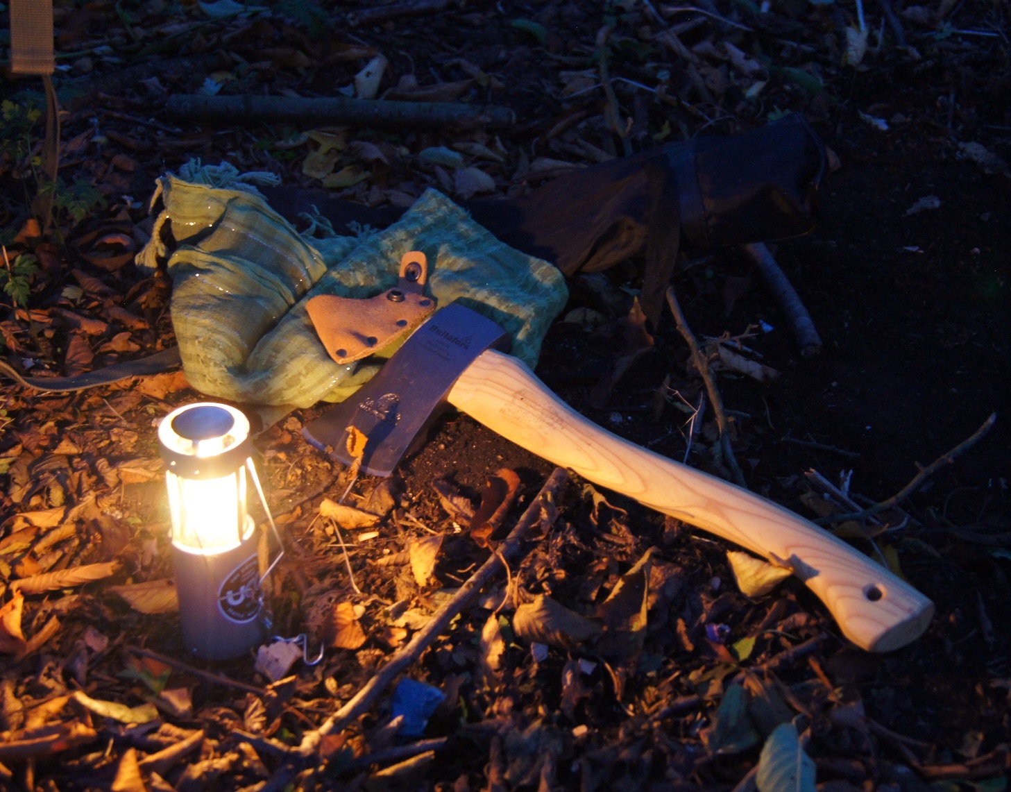 uco bushcraft wild camping candle and hultafors axe